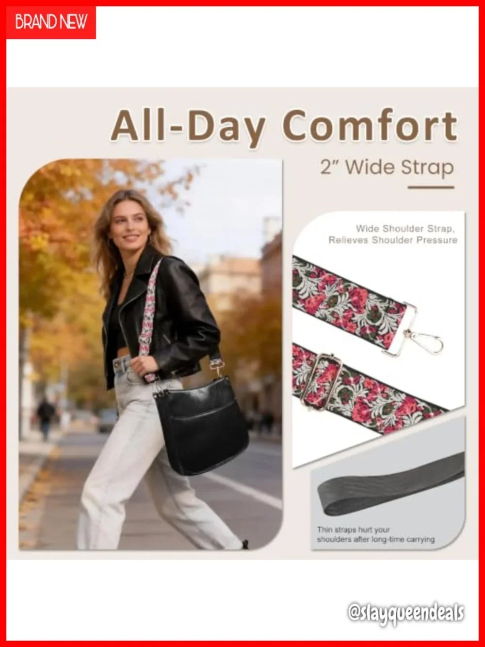 Viva Terry Wide Guitar Strap Multi-Pocket Hobo Bag Faux Leather Crossbody